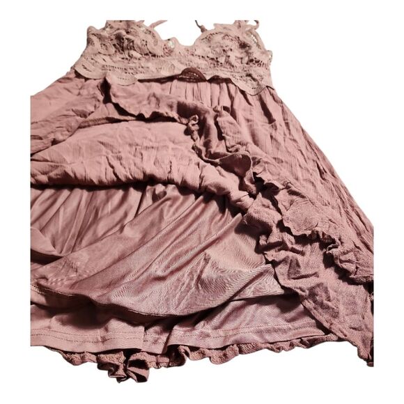 Listiele Babydoll Dress Sz Small Mauve Rose Lined Boho Flowy Layer Lace Fairy - Picture 7 of 8